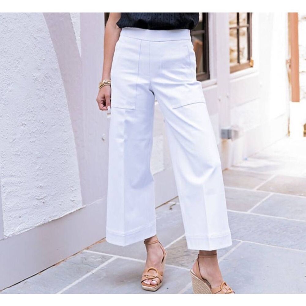SPANX White Wide Leg Cropped Pants